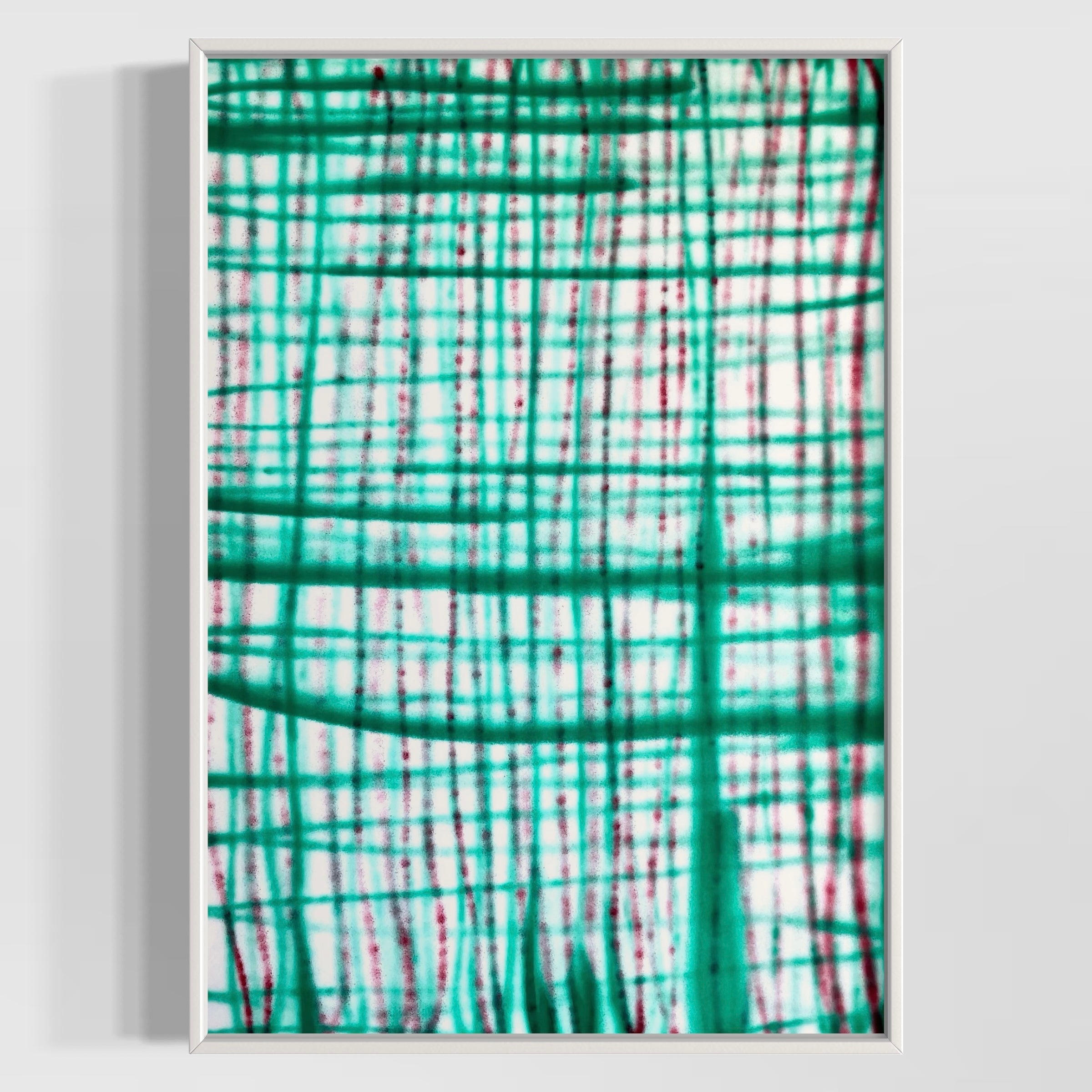 ESEIC5 – Dynamic Minimalist Abstract Painting with Spray Paint on Paper in frame