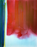 Abstract art with a gradient of red, orange, and white on a white background