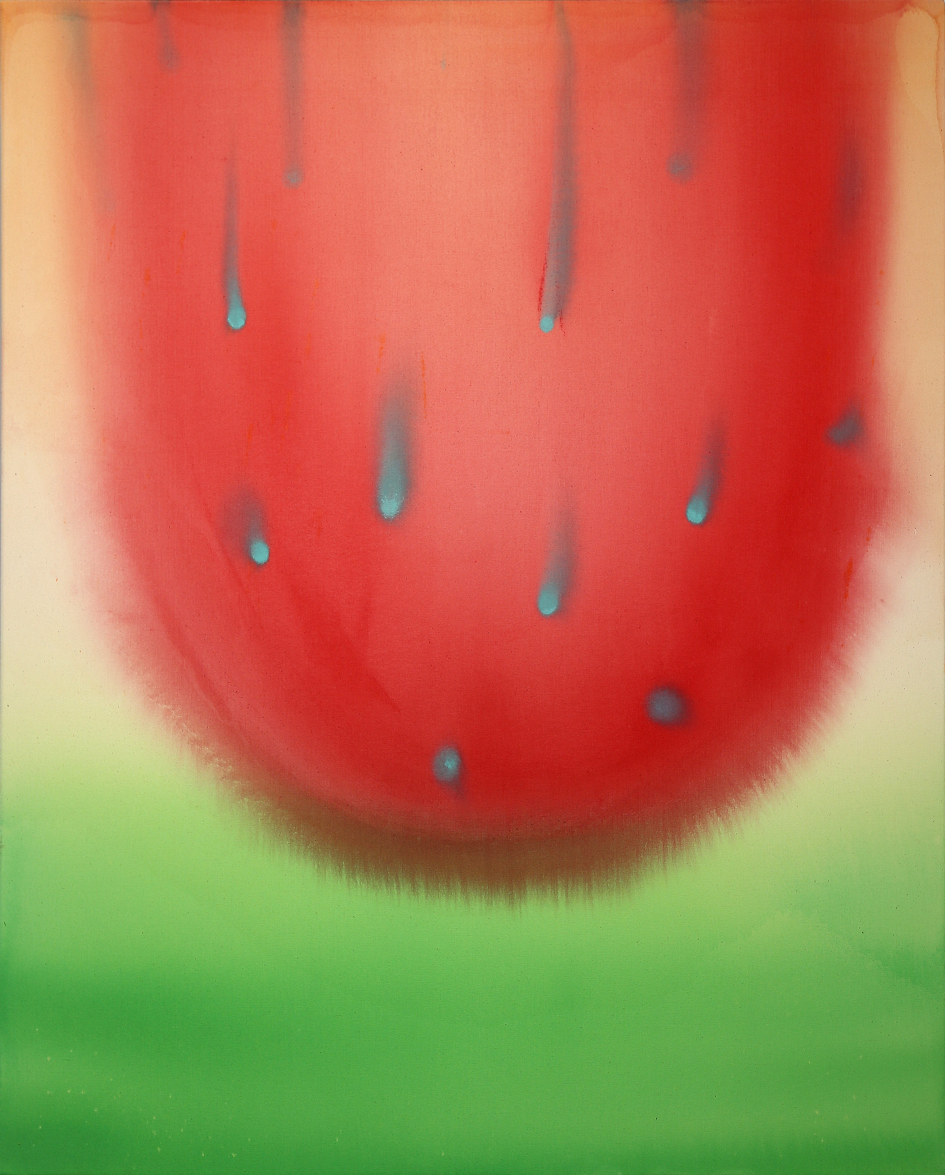 Abstract painting  with red and green colors