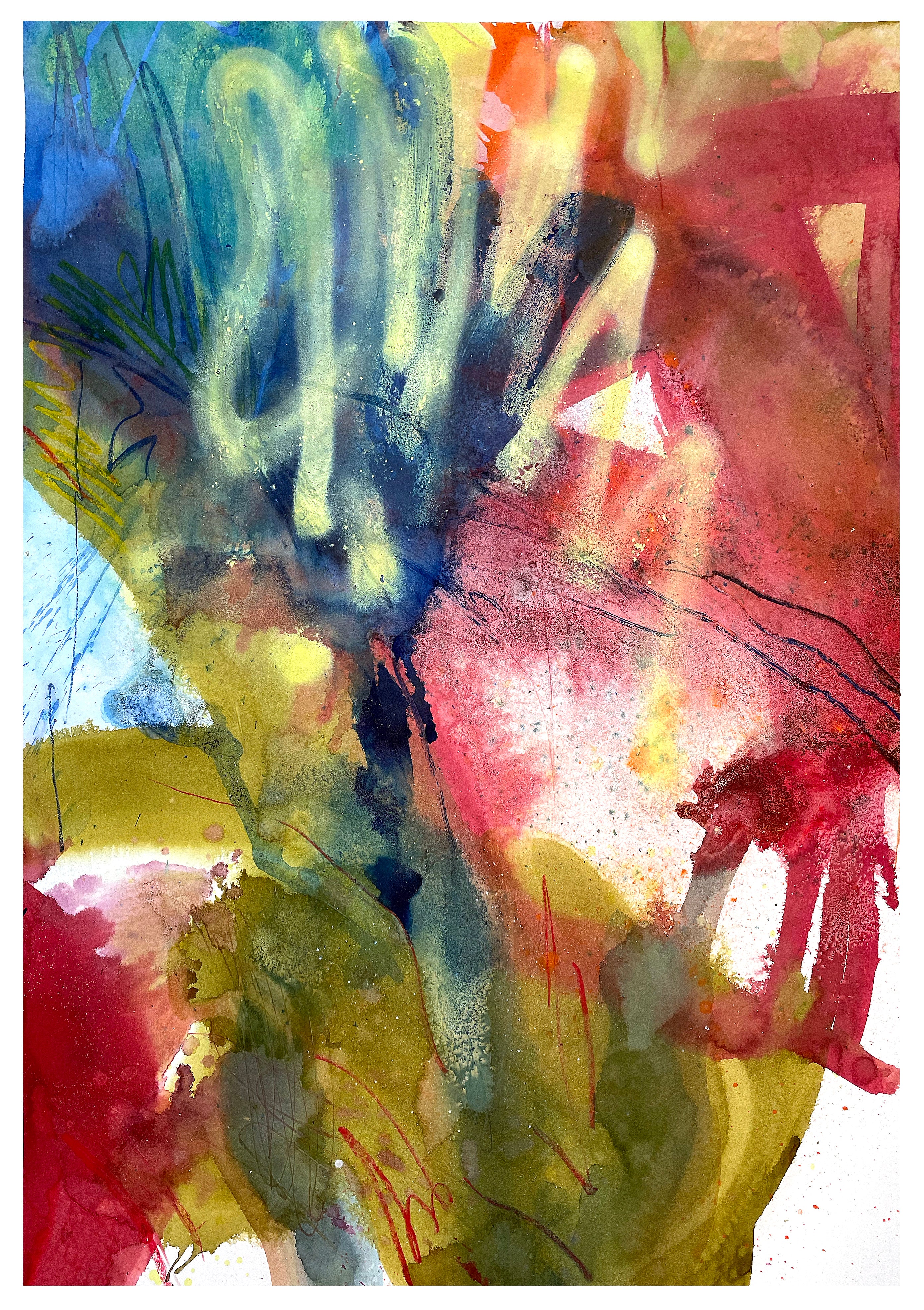 Abstract Painting N135 – Expressive Mixed-Media Abstract Artwork on Paper 