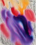 Colorful abstract painting with swirling patterns 