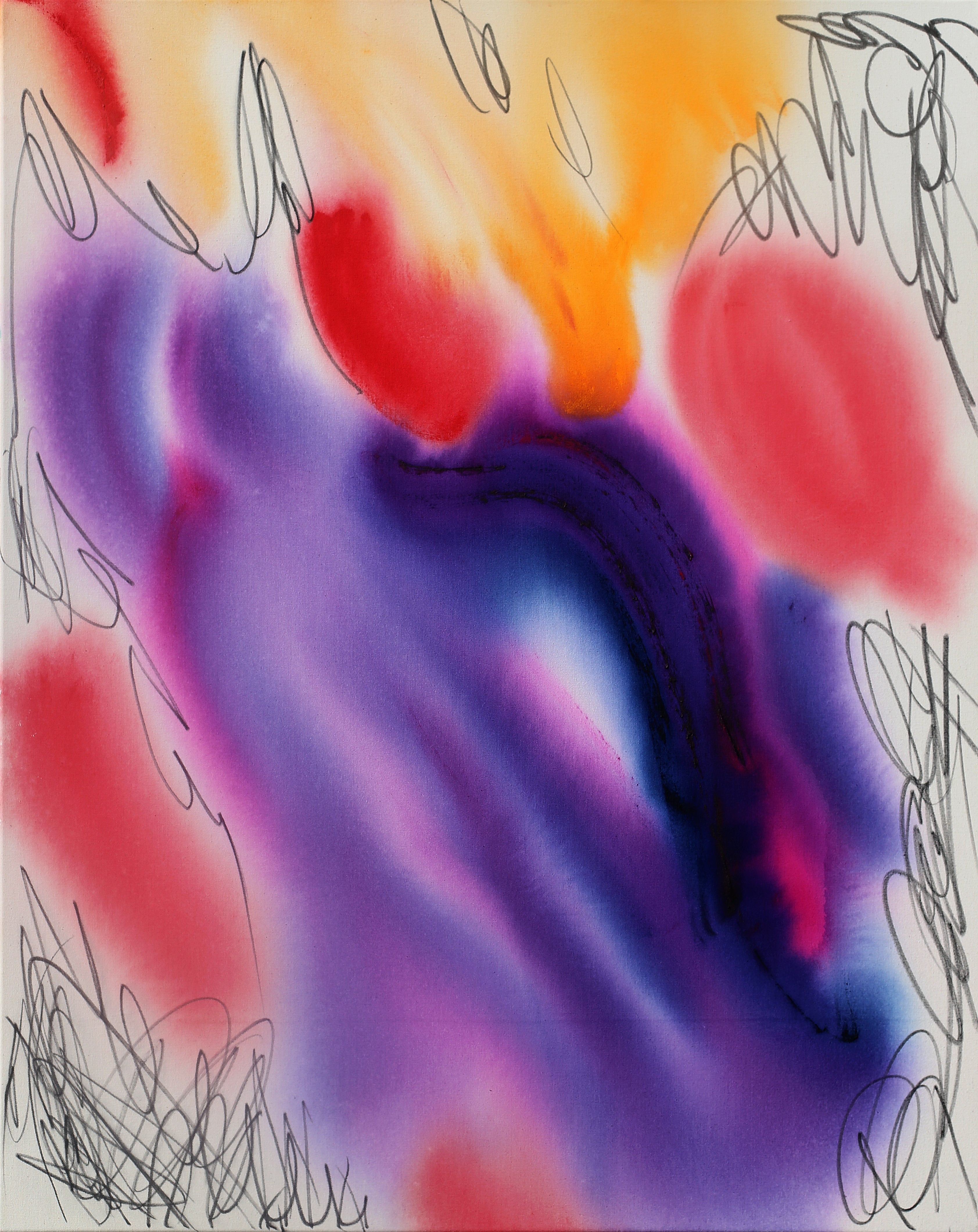 Colorful abstract painting with swirling patterns 