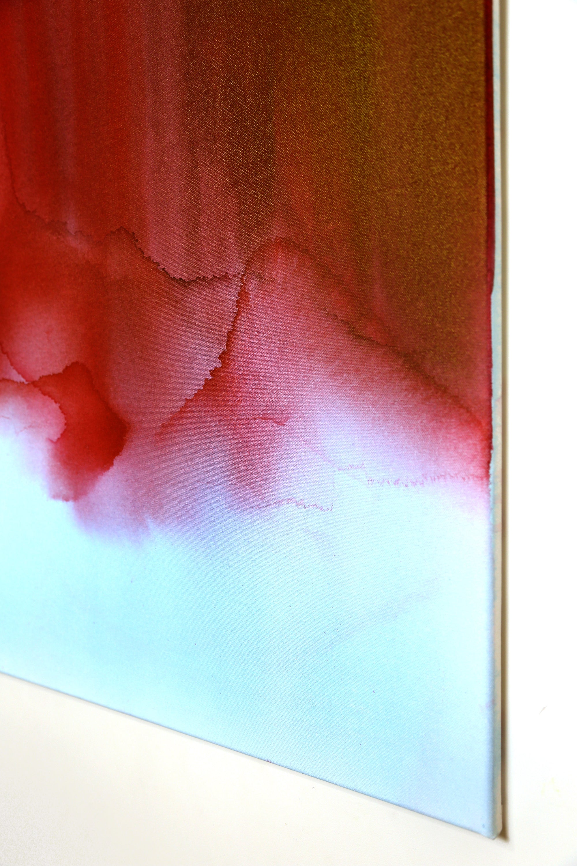 Abstract art with red and blue colors on a white background