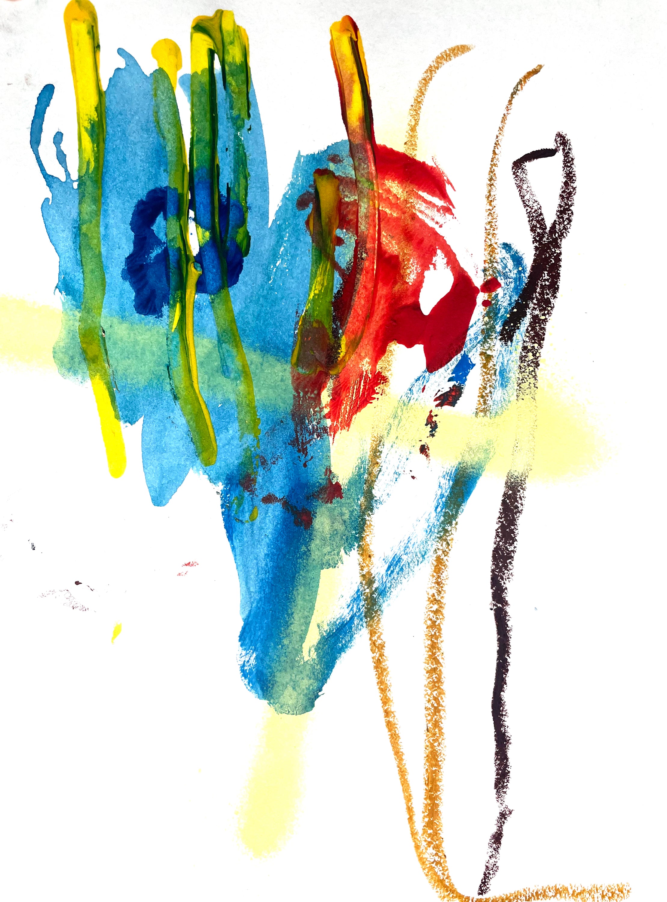 Abstract Composition SI8 – Expressive Mixed-Media Artwork on Paper image 1