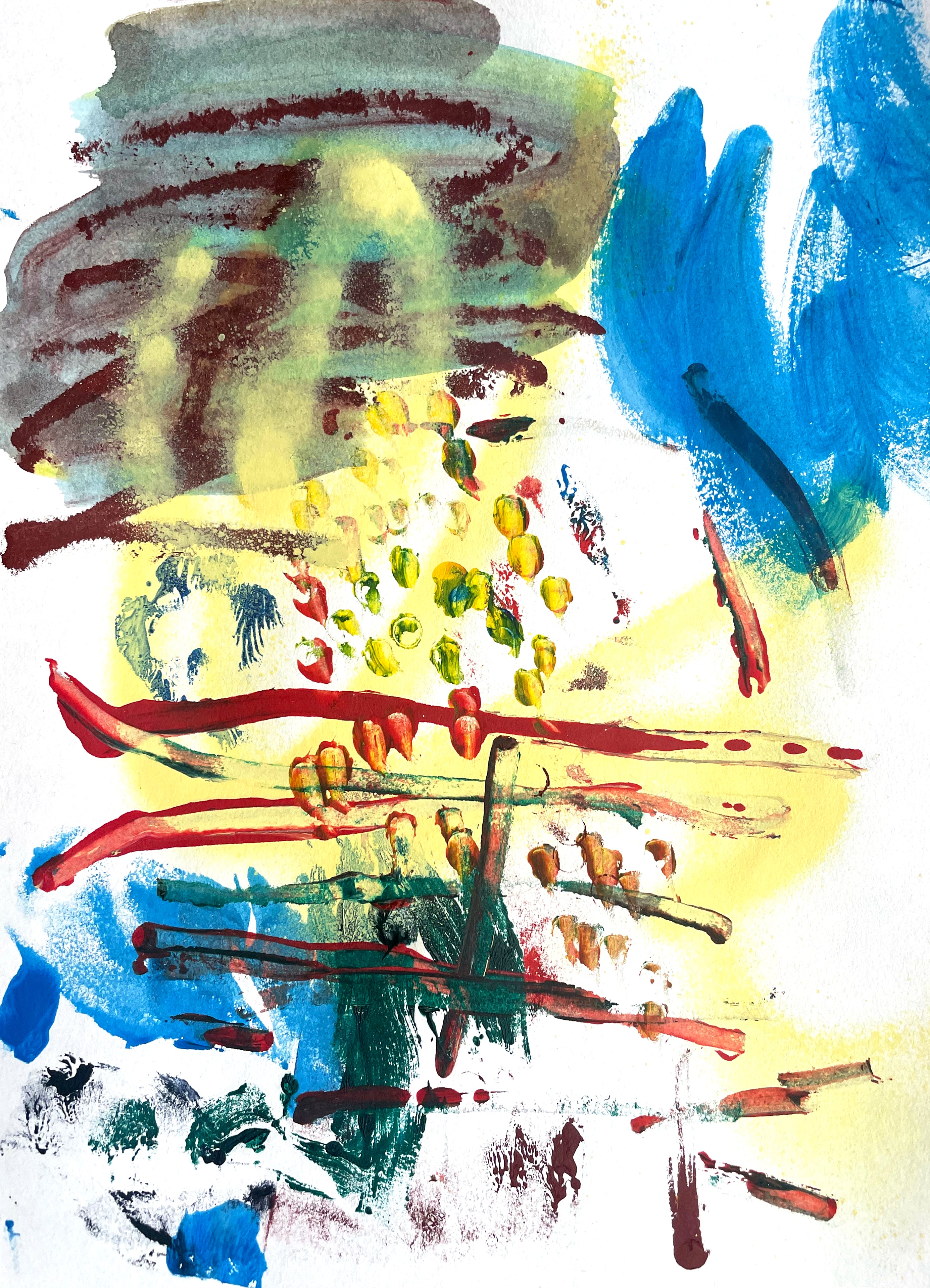 Abstract Composition SI5 – Dynamic Mixed-Media Artwork on Paper image 1