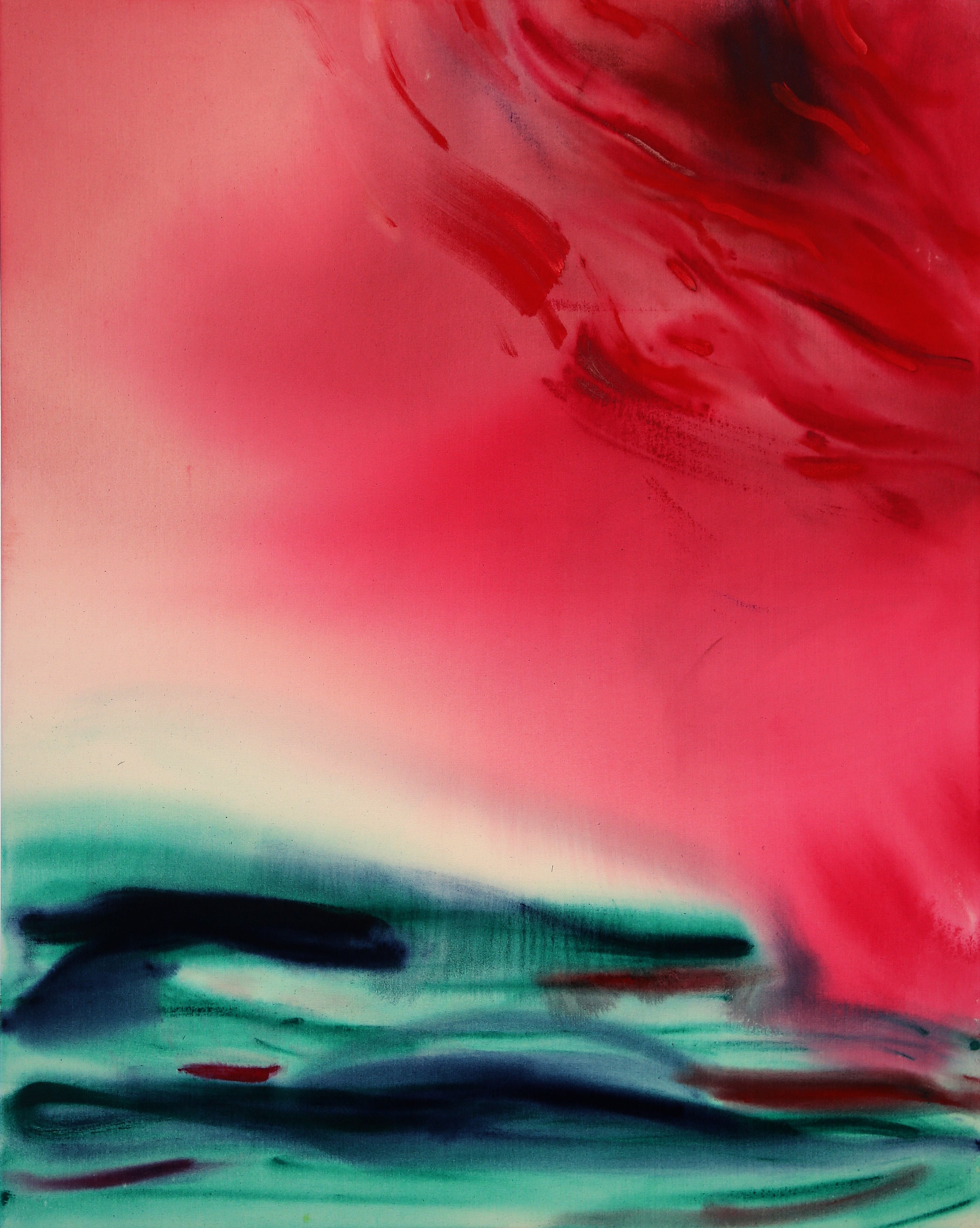 Abstract artwork with red and blue colors