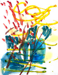 Abstract artwork with swirling colors on a white background