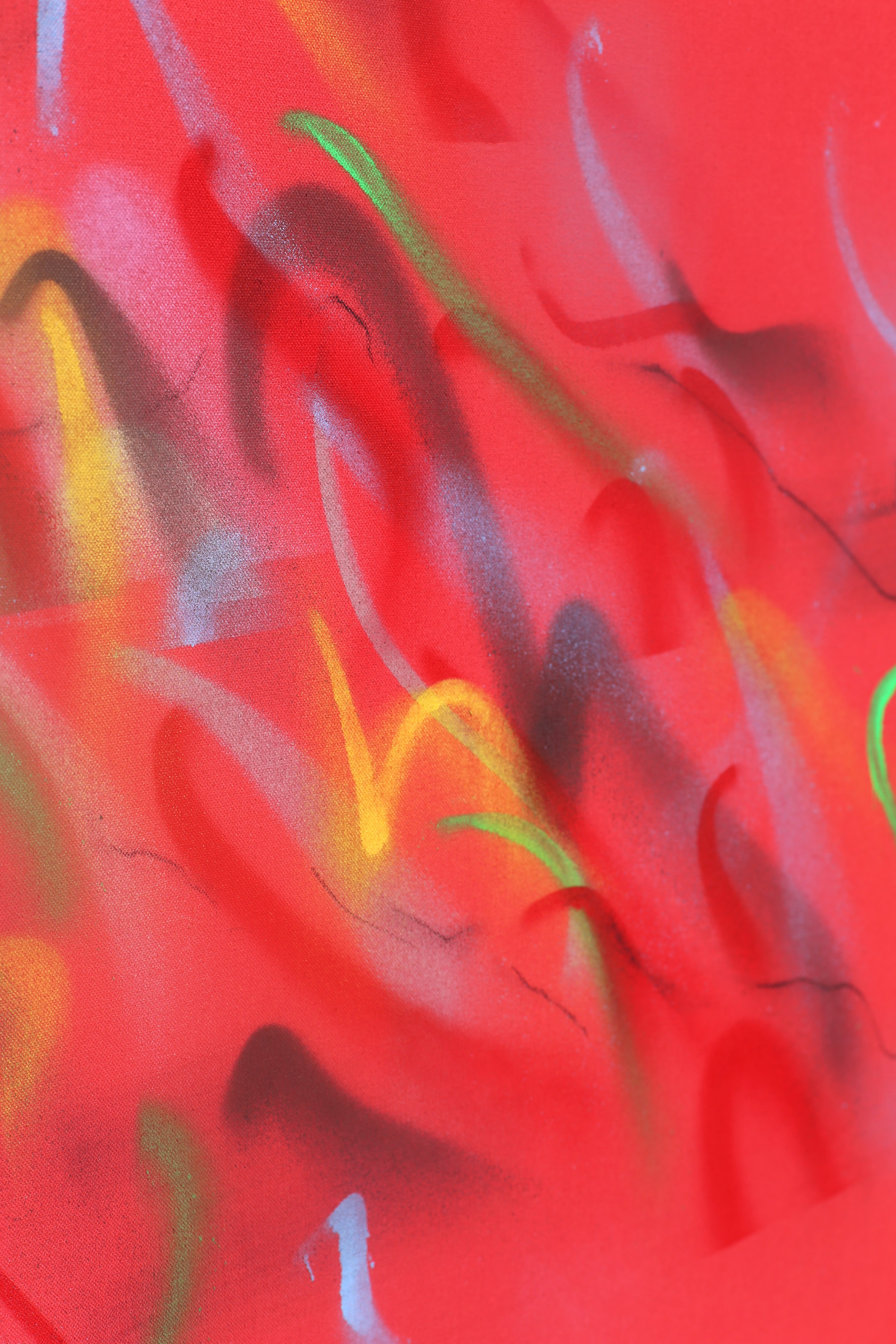 Ember Notes – Abstract Spray Painting | Vivid Contemporary Red Canvas Art image 3