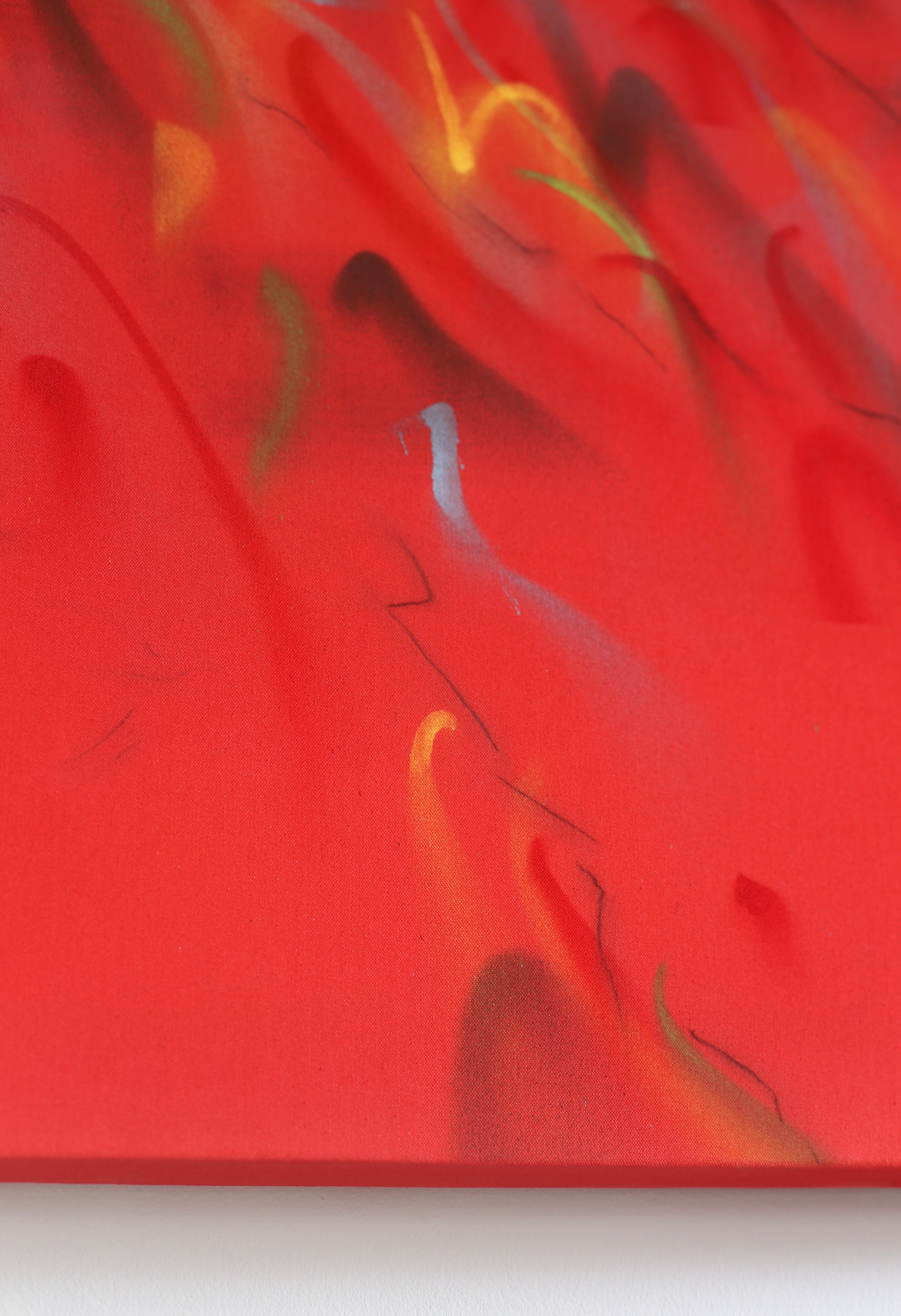 Ember Notes – Abstract Spray Painting | Vivid Contemporary Red Canvas Art image 4