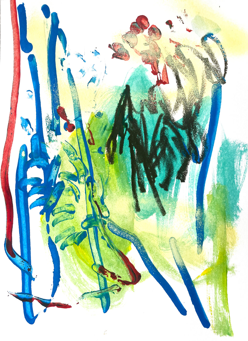 Abstract Composition SI6 – Expressive Mixed-Media Art on Paper image 1