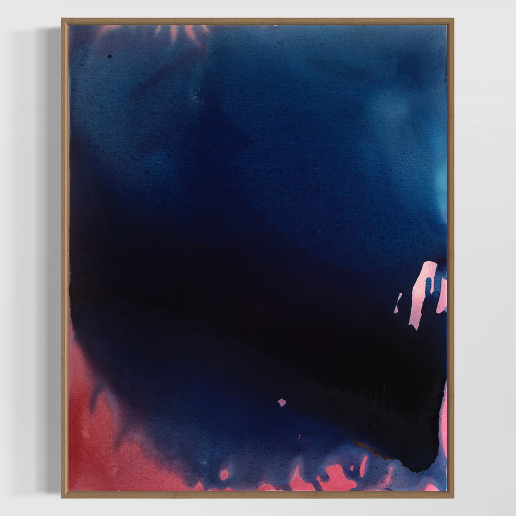 Fire In The Darkness – Atmospheric Abstract Oil Painting with Deep Contrasts in frame