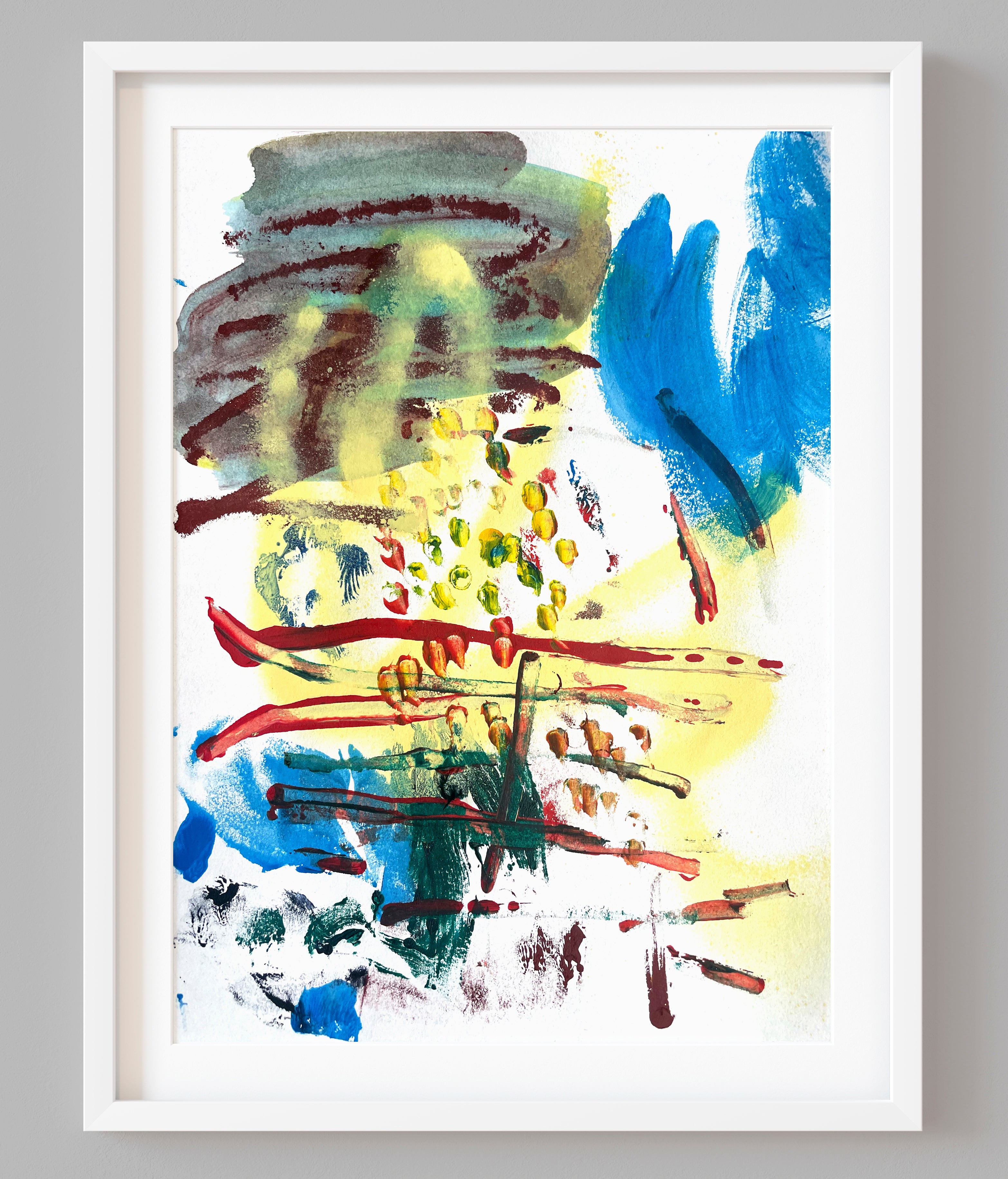 Abstract Composition SI5 – Dynamic Mixed-Media Artwork on Paper image 0