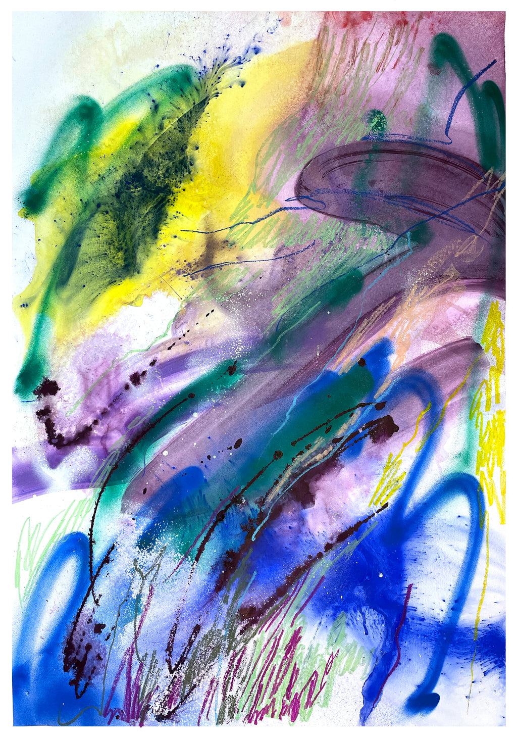 Abstract Painting N139 – Expressive and Vibrant Mixed-Media Abstract Artwork on paper