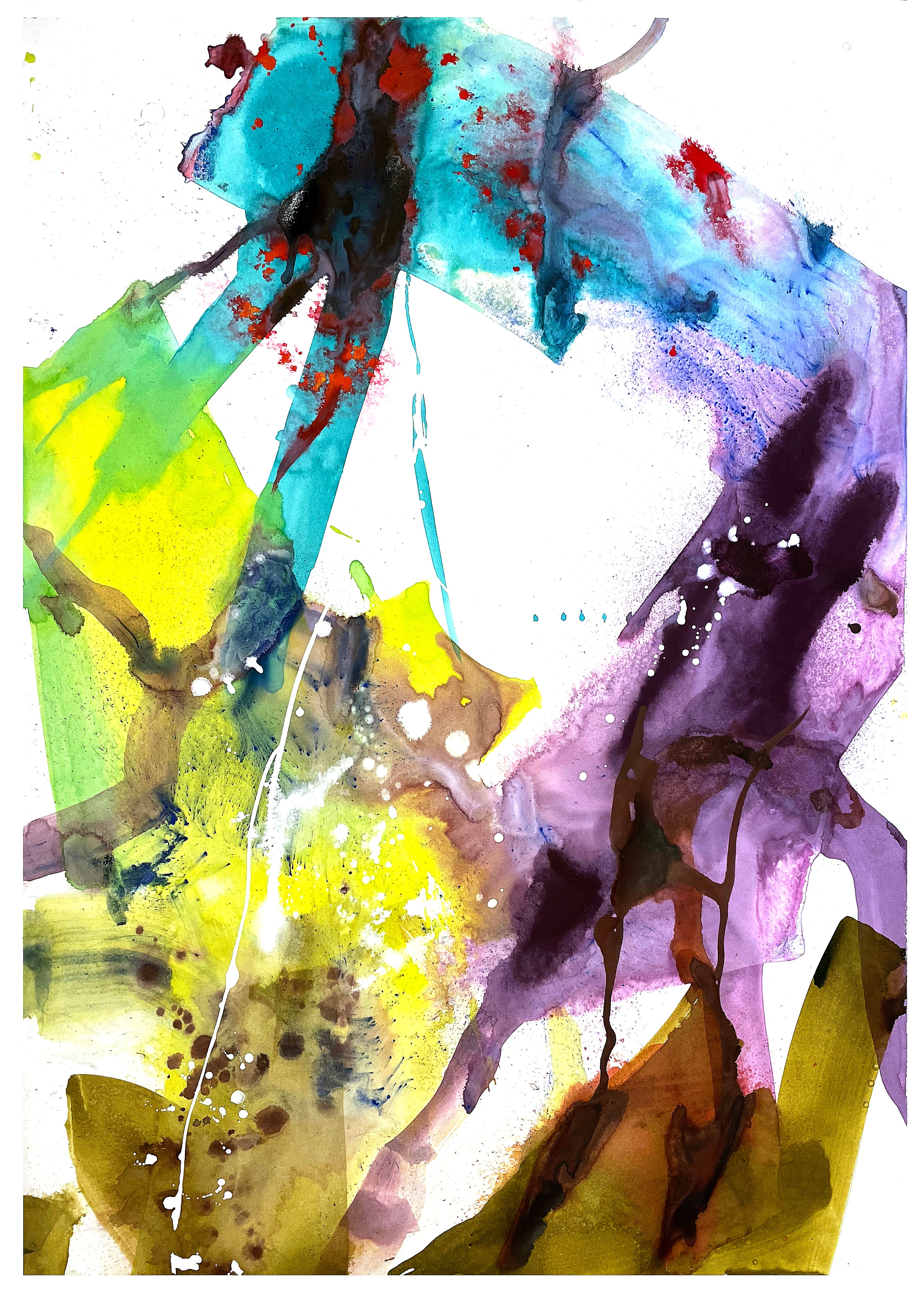 Abstract Painting N128 – Expressive Mixed-Media Artwork with Bold Contrasts image 1