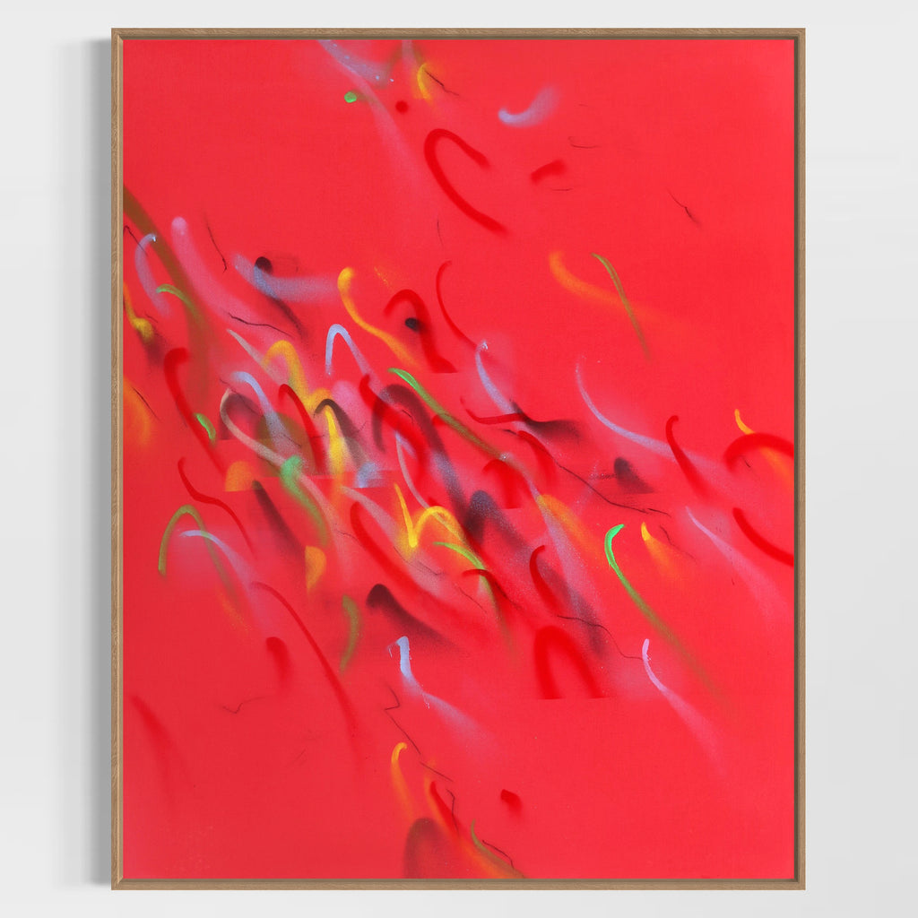 Ember Notes – Abstract Spray Painting | Vivid Contemporary Red Canvas Art image 0