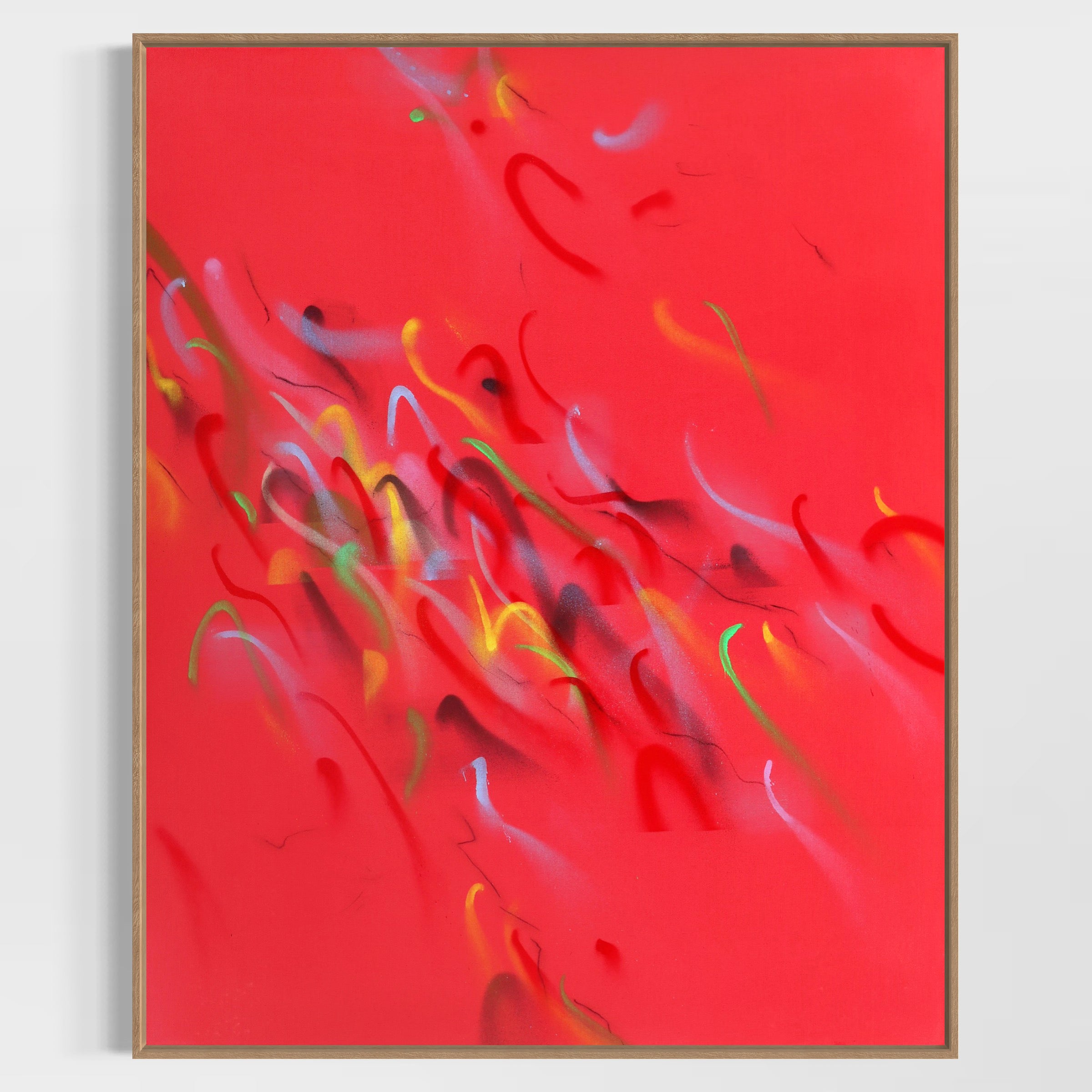 Ember Notes – Abstract Spray Painting | Vivid Contemporary Red Canvas Art image 0