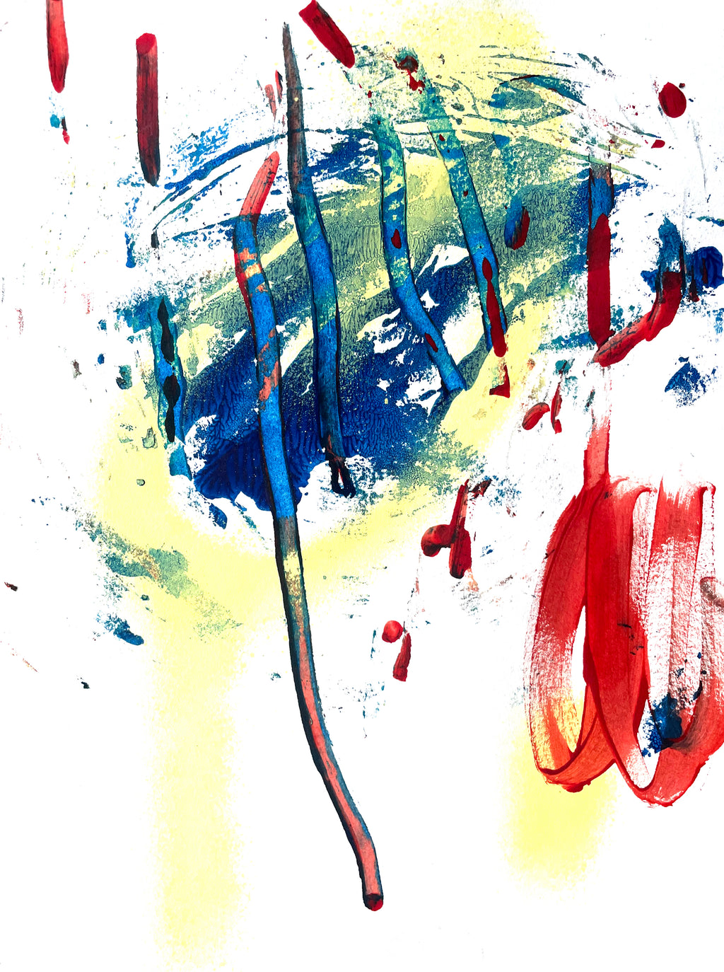Abstract Composition SI3 – Dynamic Mixed-Media Artwork on Paper 