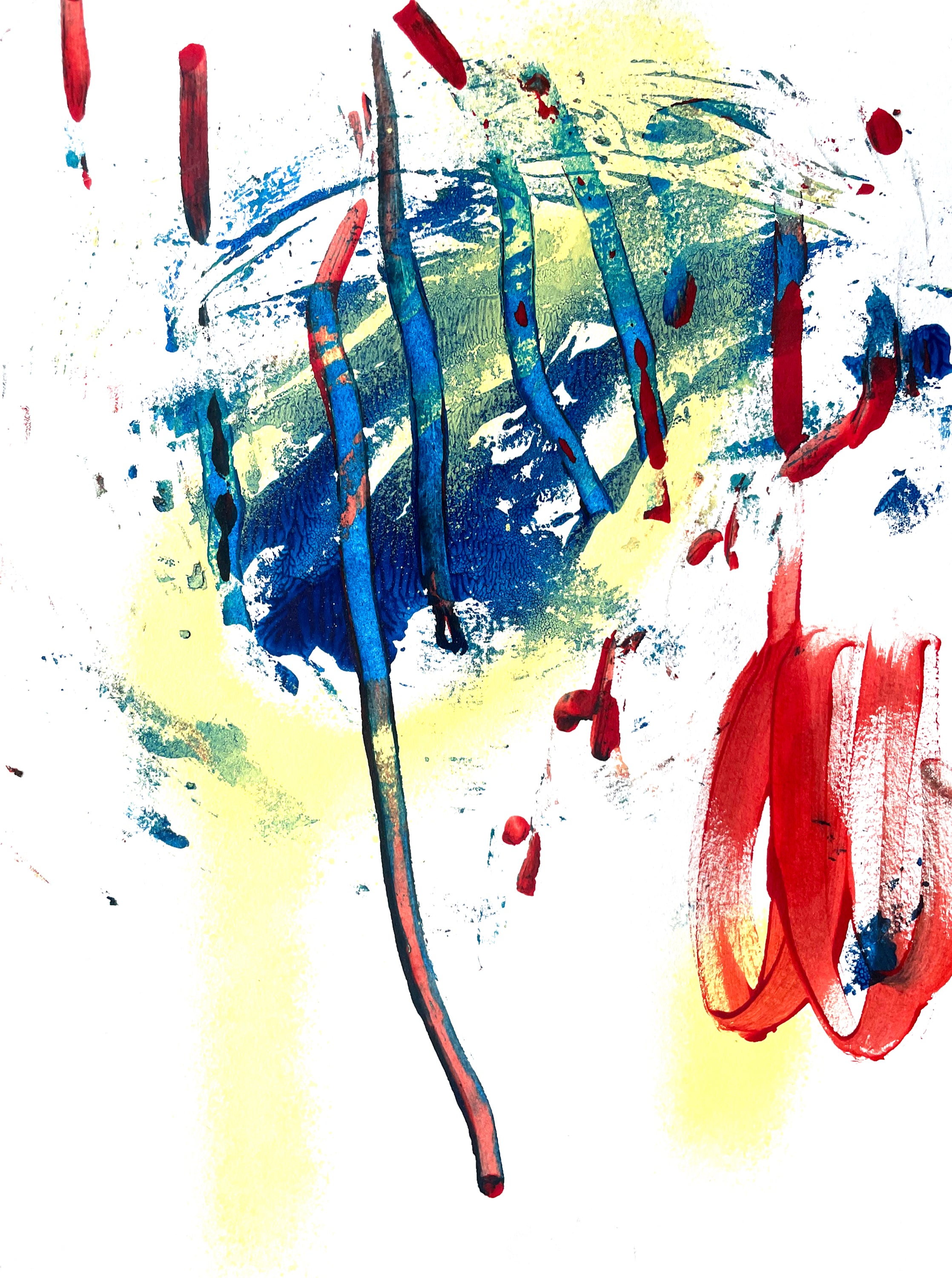 Abstract Composition SI3 – Dynamic Mixed-Media Artwork on Paper 